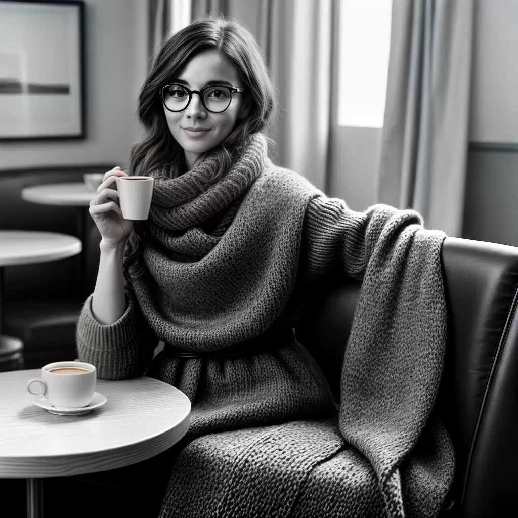 Fotos mulher oculos cafe vestido vintage