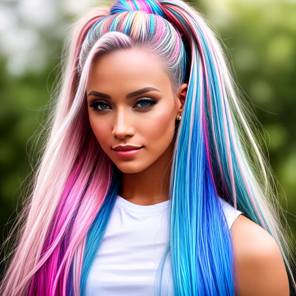 Fotos cabelo loiro ponytail azul rosa Fotos cabelo loiro ponytail azul rosa