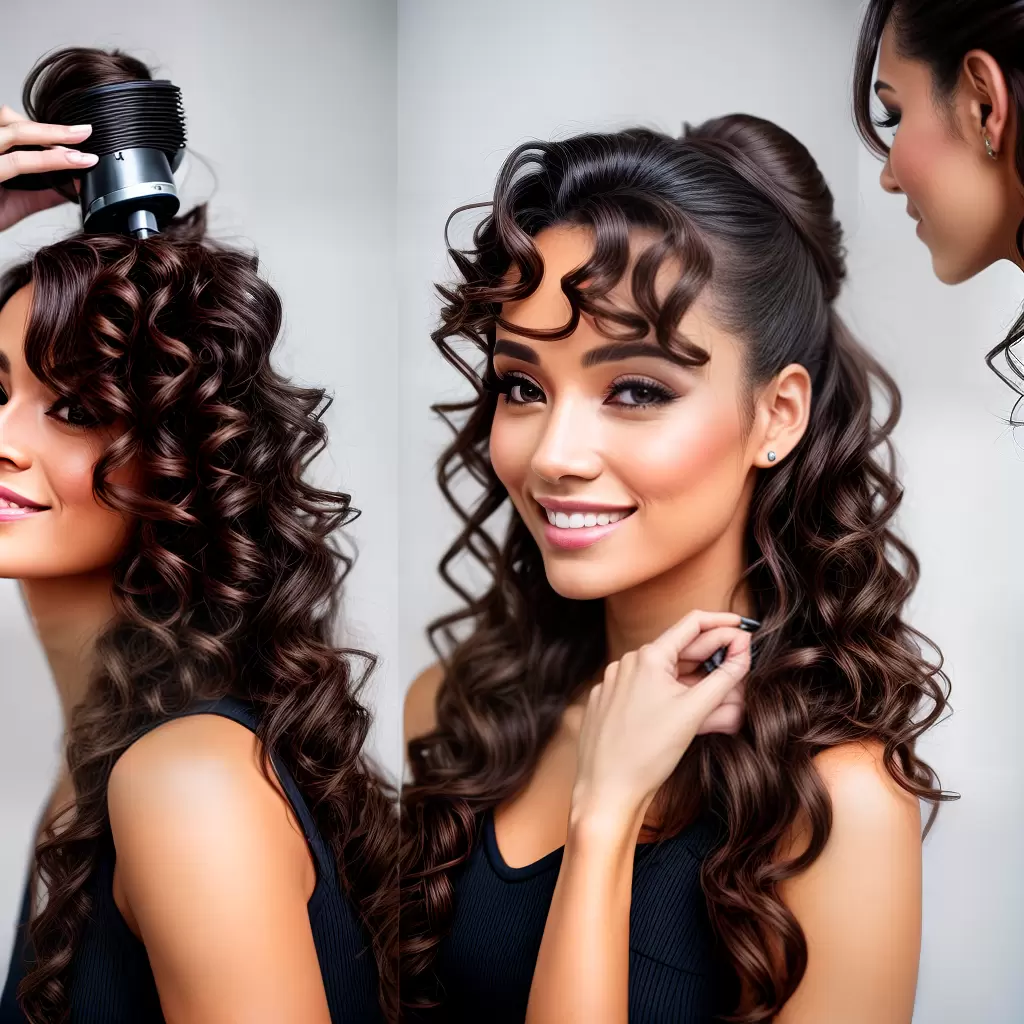 Fotos cabelo cacheado mulher espelho penteado 1