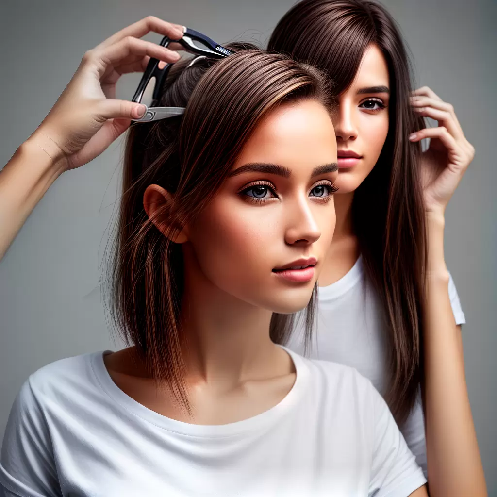 Fotos corte cabelo mulher espelho tesoura
