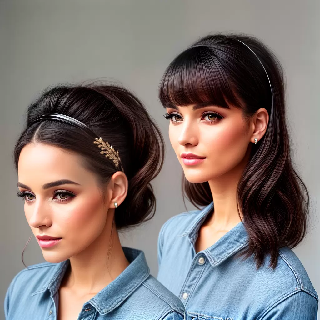 Fotos mulher acessorio cabelo franja penteado