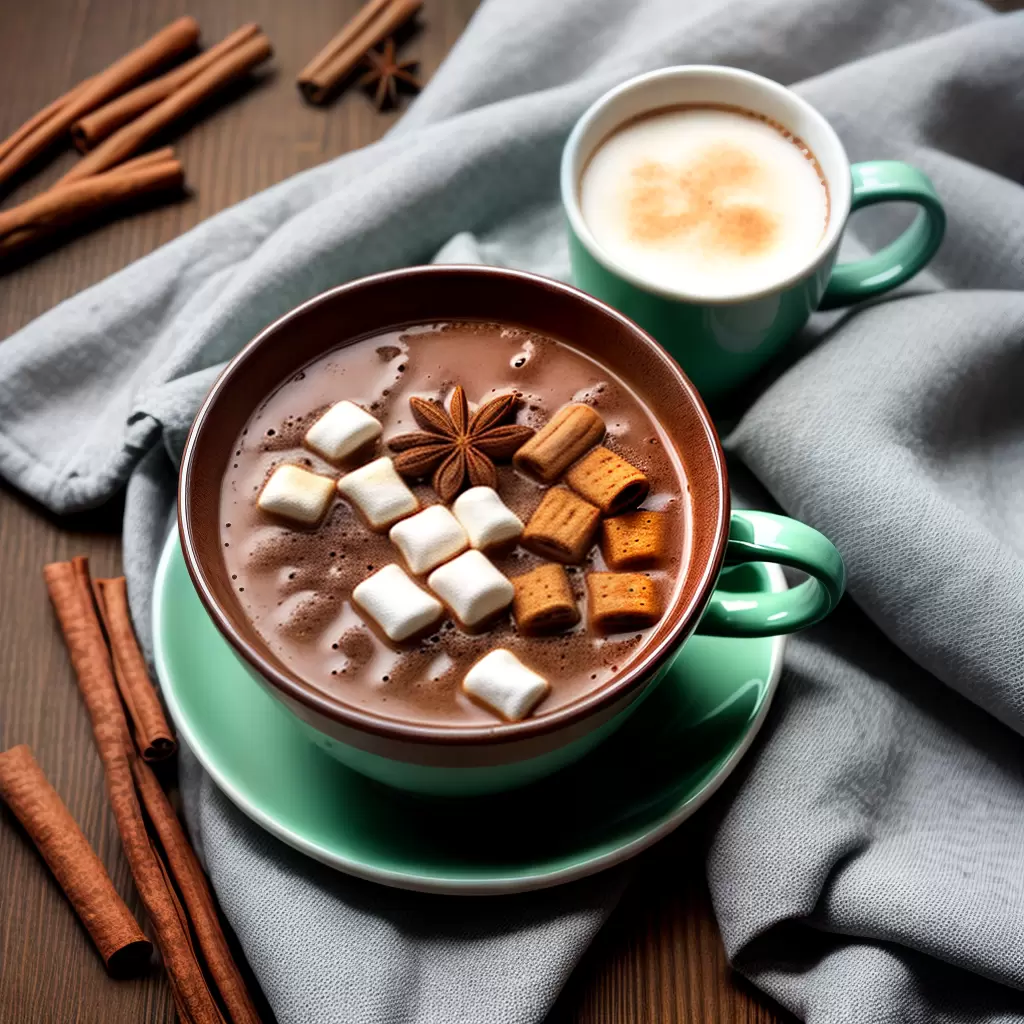 Fotos chocolate quente marshmallow canela hortela