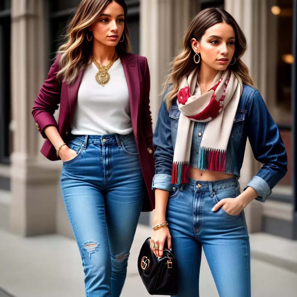 Fotos mulher echarpe gucci jeans brincos