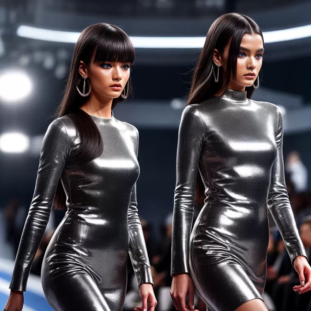 Fotos chanel passarela futurista prata ombros destacados