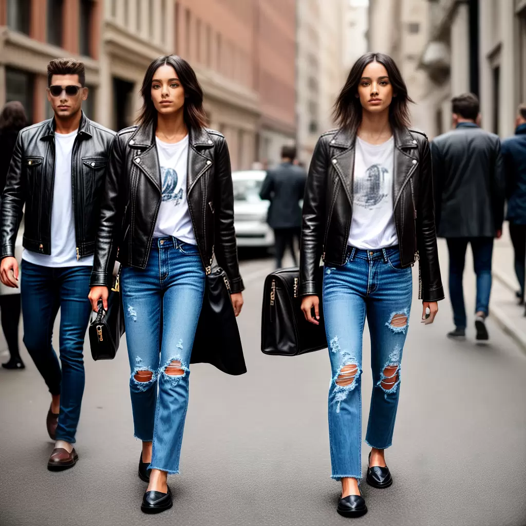 Fotos look rua prada loafers jeans couro
