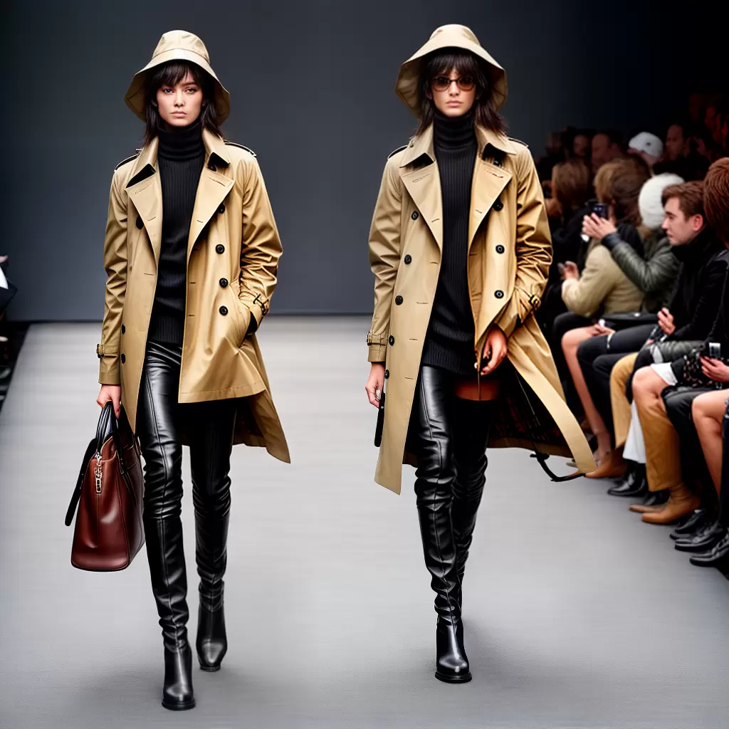 Fotos desfile burberry trench coat chapeu bota