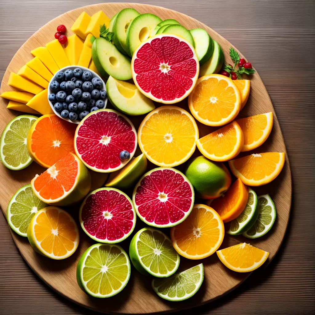 Fotos tabua frutas tropicais coloridas