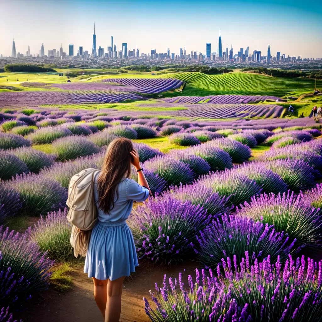 Fotos mulher lavanda serenidade cidade