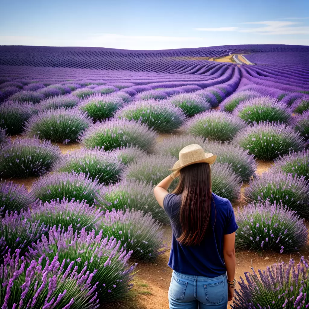 Fotos pessoa campo lavanda meditacao