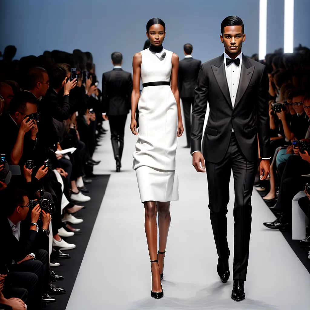 desfile armani preto branco moda