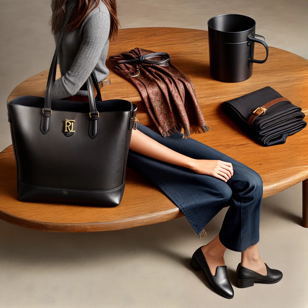 bolsa couro preta acessorios ralph lauren