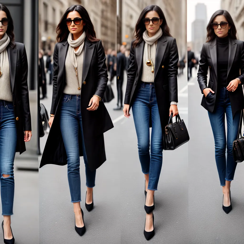 guarda roupa classico preto branco jeans camelo scarf pumps