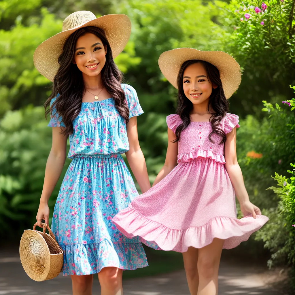 vestido floral chapeu passeio picnic vestido floral chapeu passeio picnic