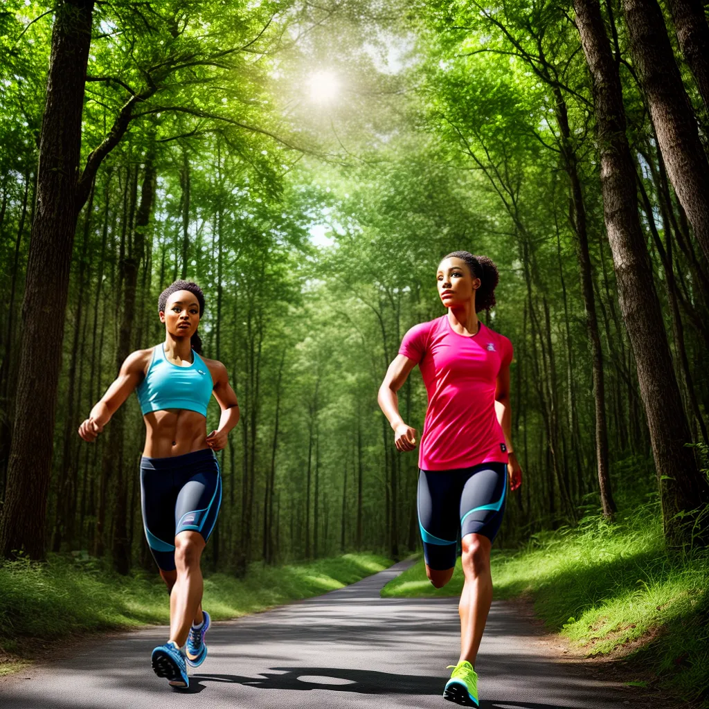 mulher reebok corrida floresta sol