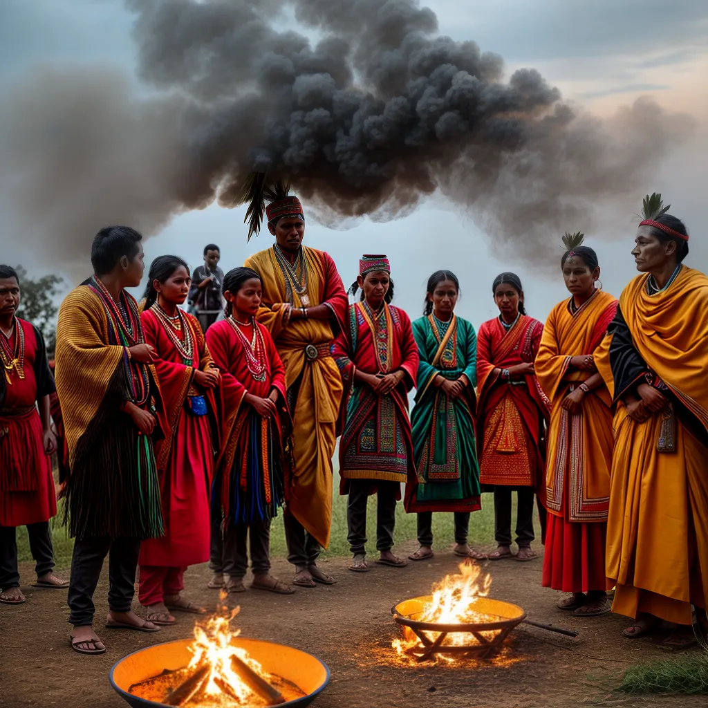 cerimonia indigena fogo cores ervas