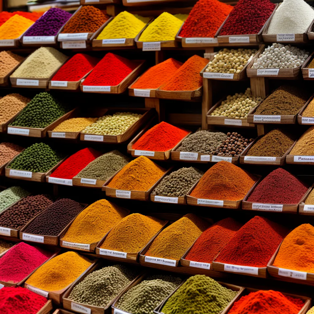 mercado especiarias coloridas jarras sacos
