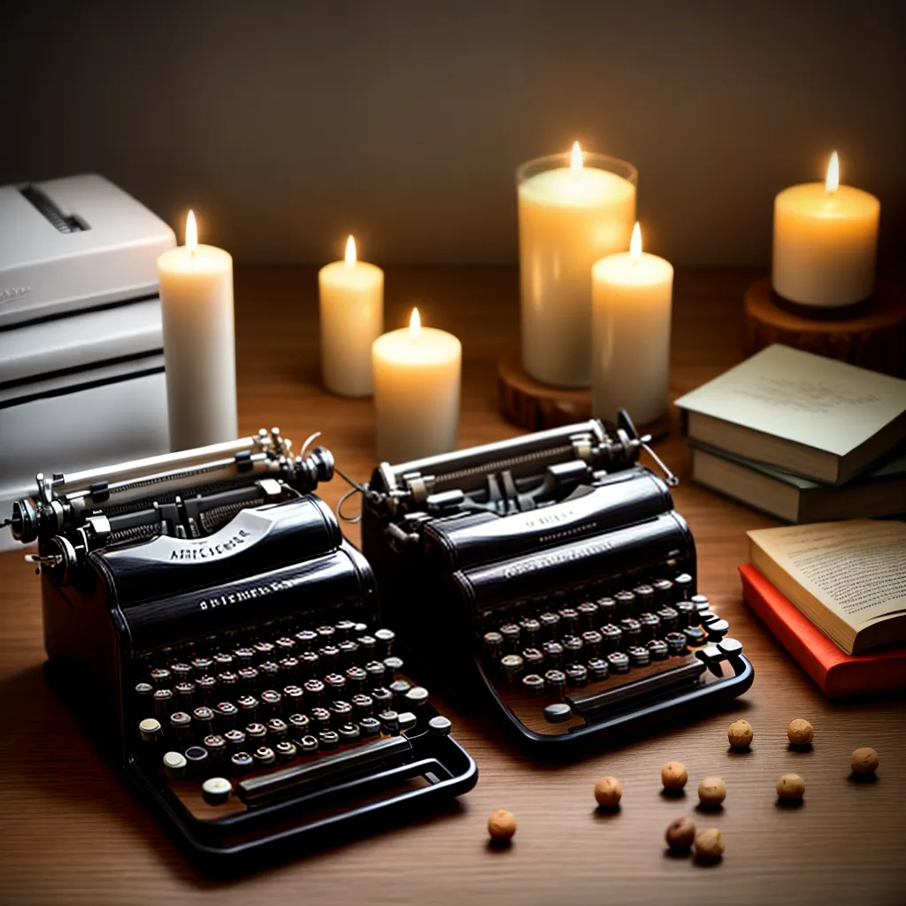 imagem velha maquina escrever velas aromas