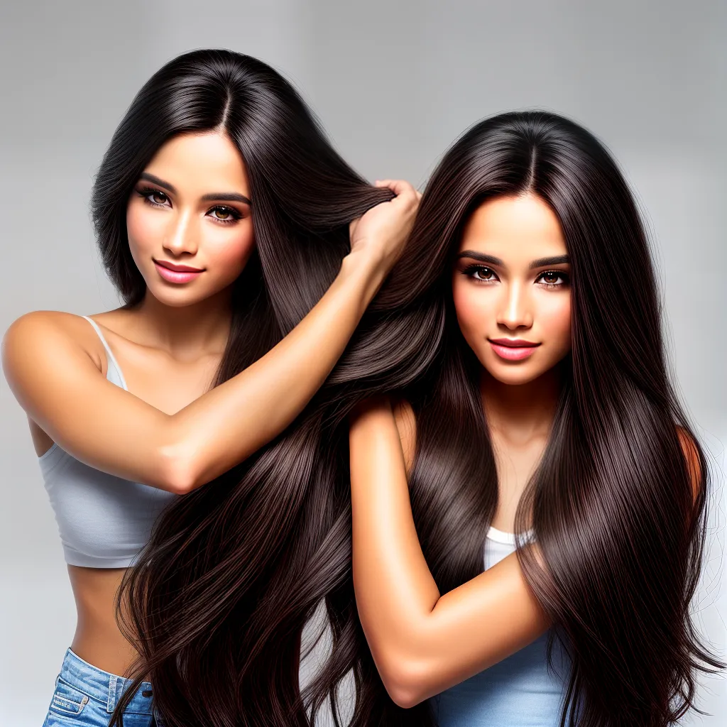 mulher cabelo longo penteando suavemente mulher cabelo longo penteando suavemente