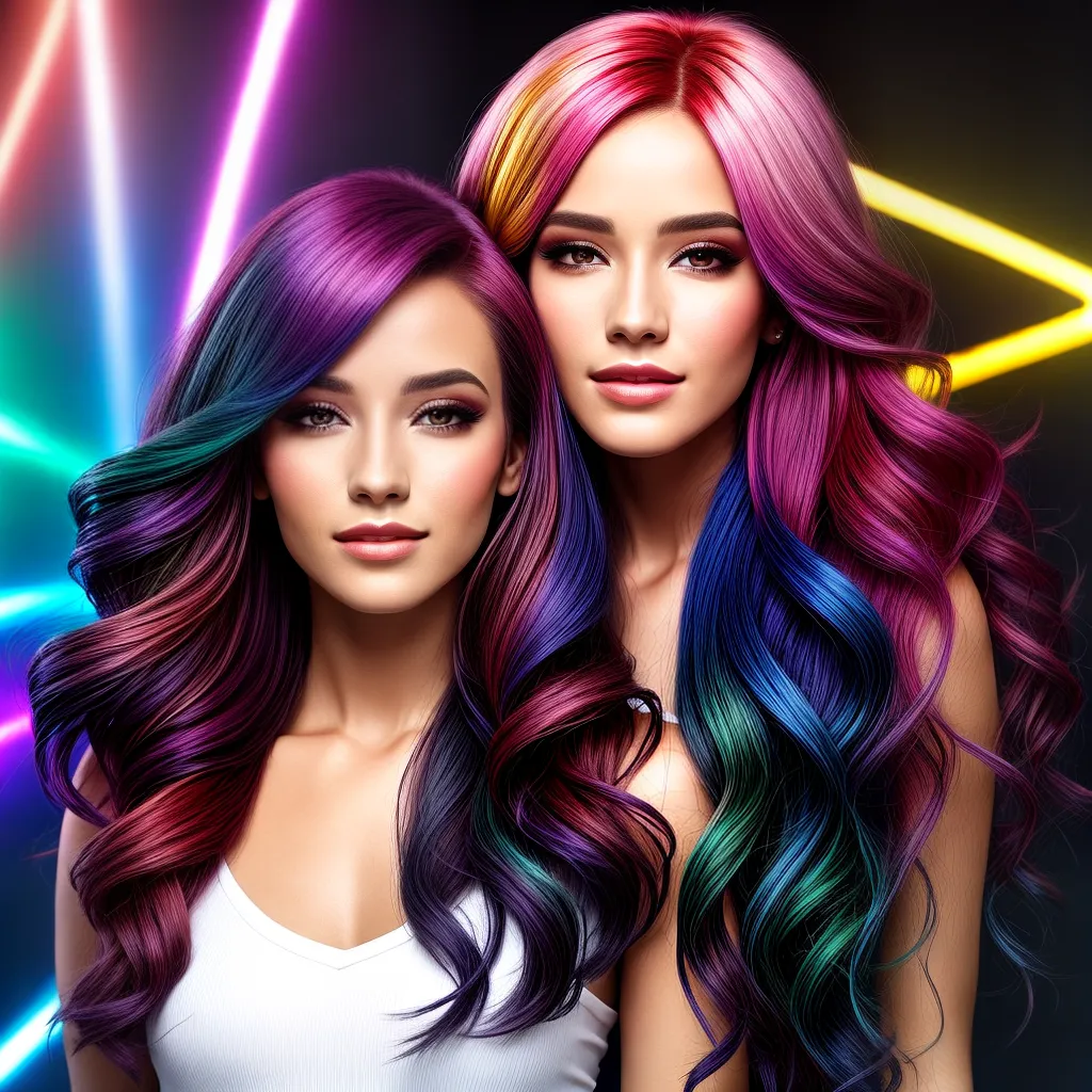 mulher cabelo colorido destaque