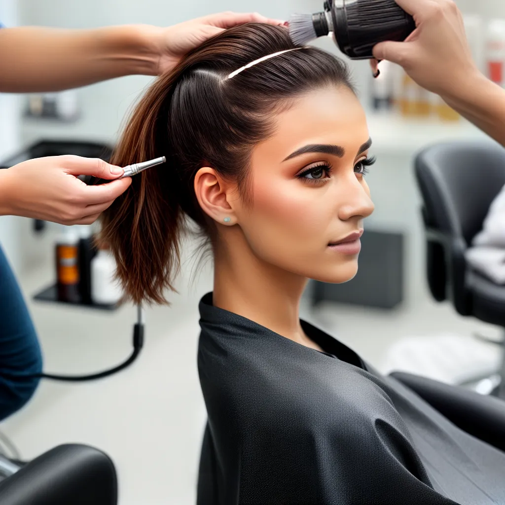 mulher salao foils bleach cabelo