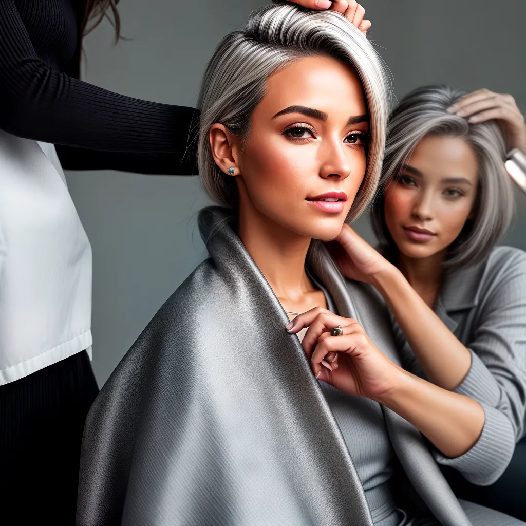 mulher cabelo prateado salao luz destaques