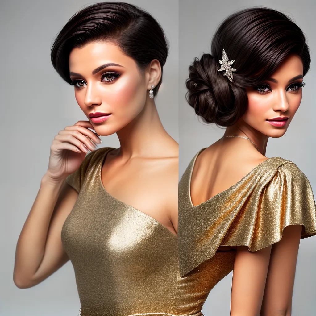 mulher vestido coquetel penteado elegante