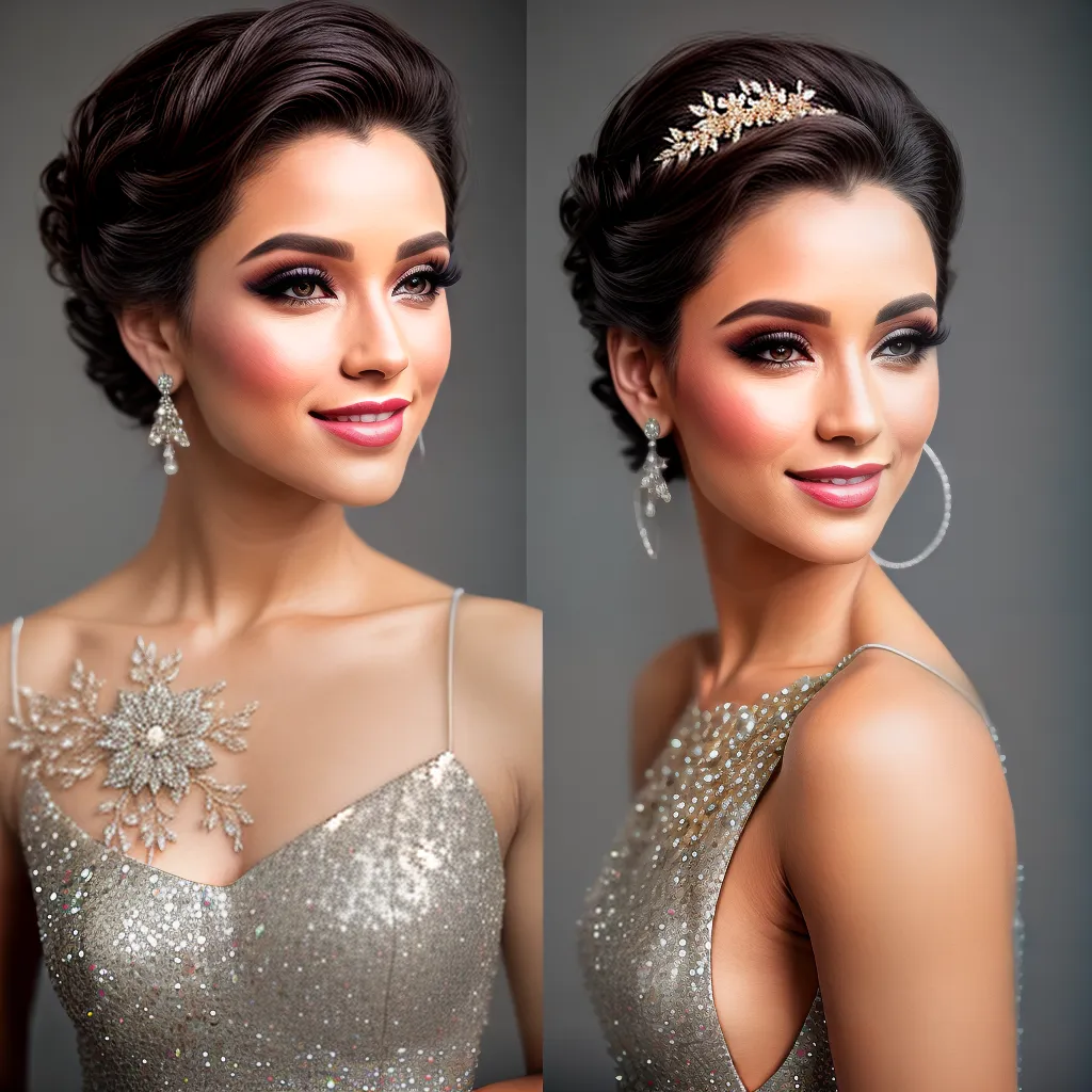 mulher penteado elegante flores brilho
