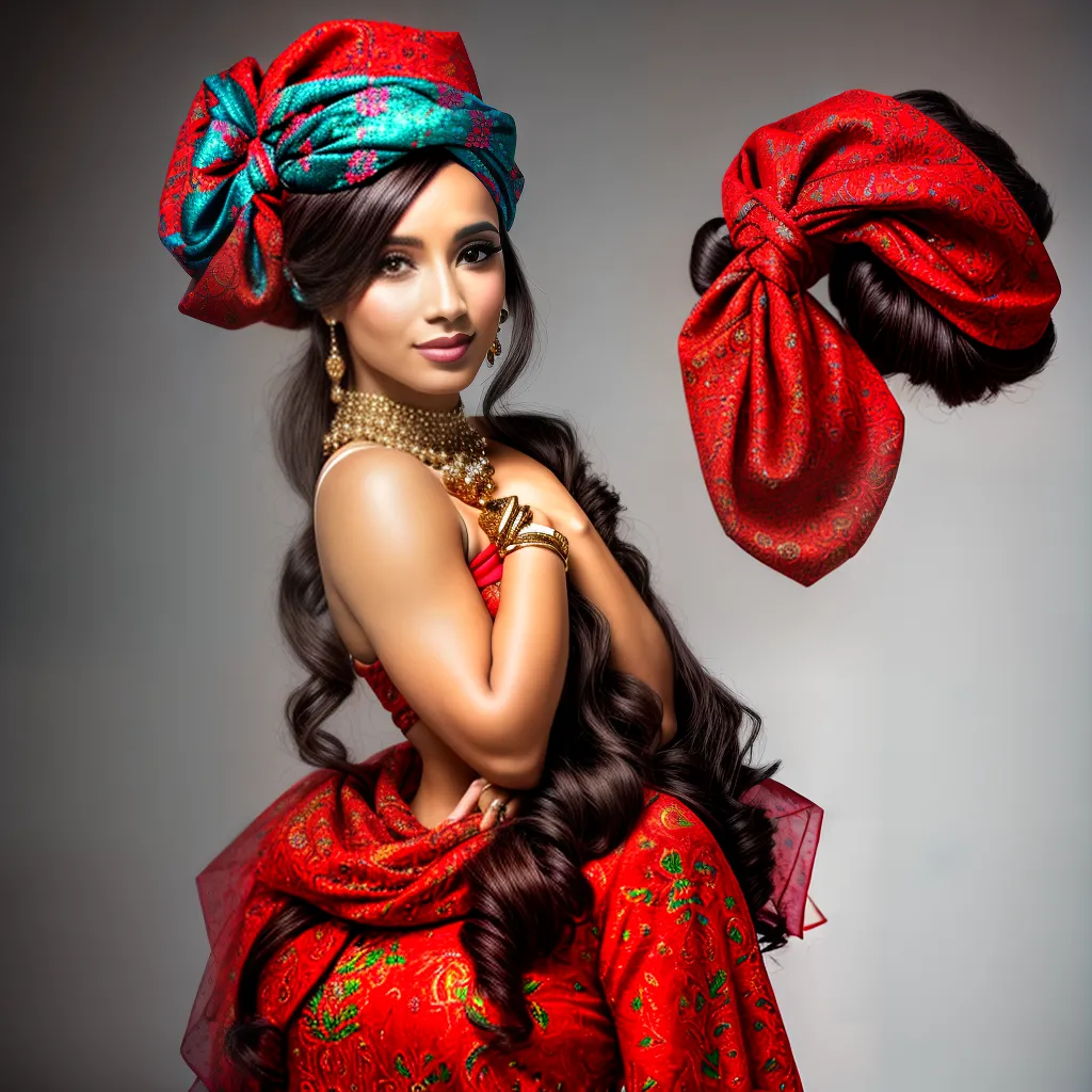 mulher turbante estiloso festa