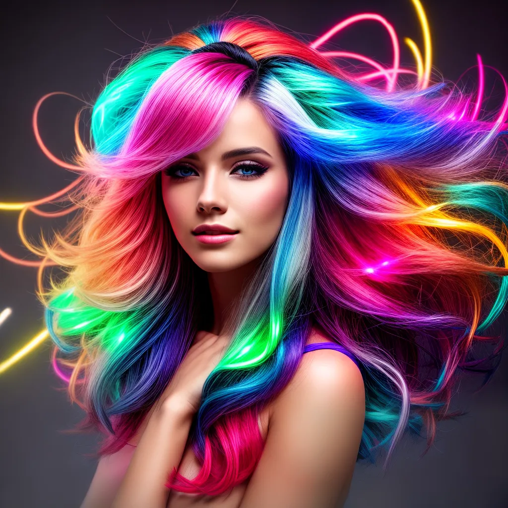 mulher luzes coloridas cabelo juvenil mulher luzes coloridas cabelo juvenil
