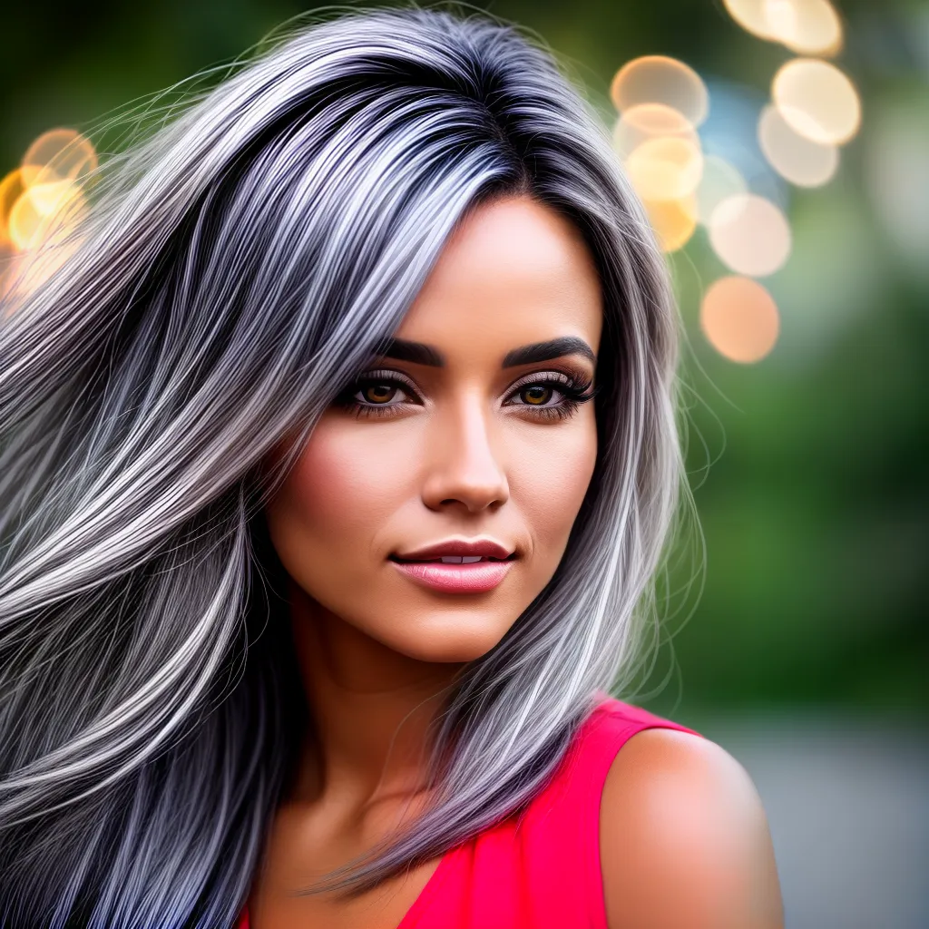 mulher luzes coloridas cabelo jovial mulher luzes coloridas cabelo jovial