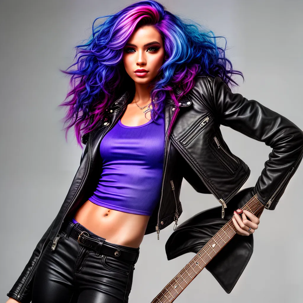 mulher cabelo colorido rock guitarra mulher cabelo colorido rock guitarra