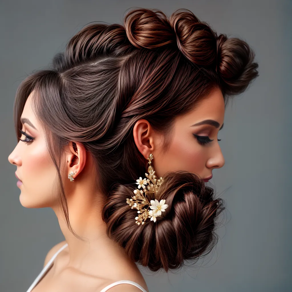 penteado chic mulher flores brilho