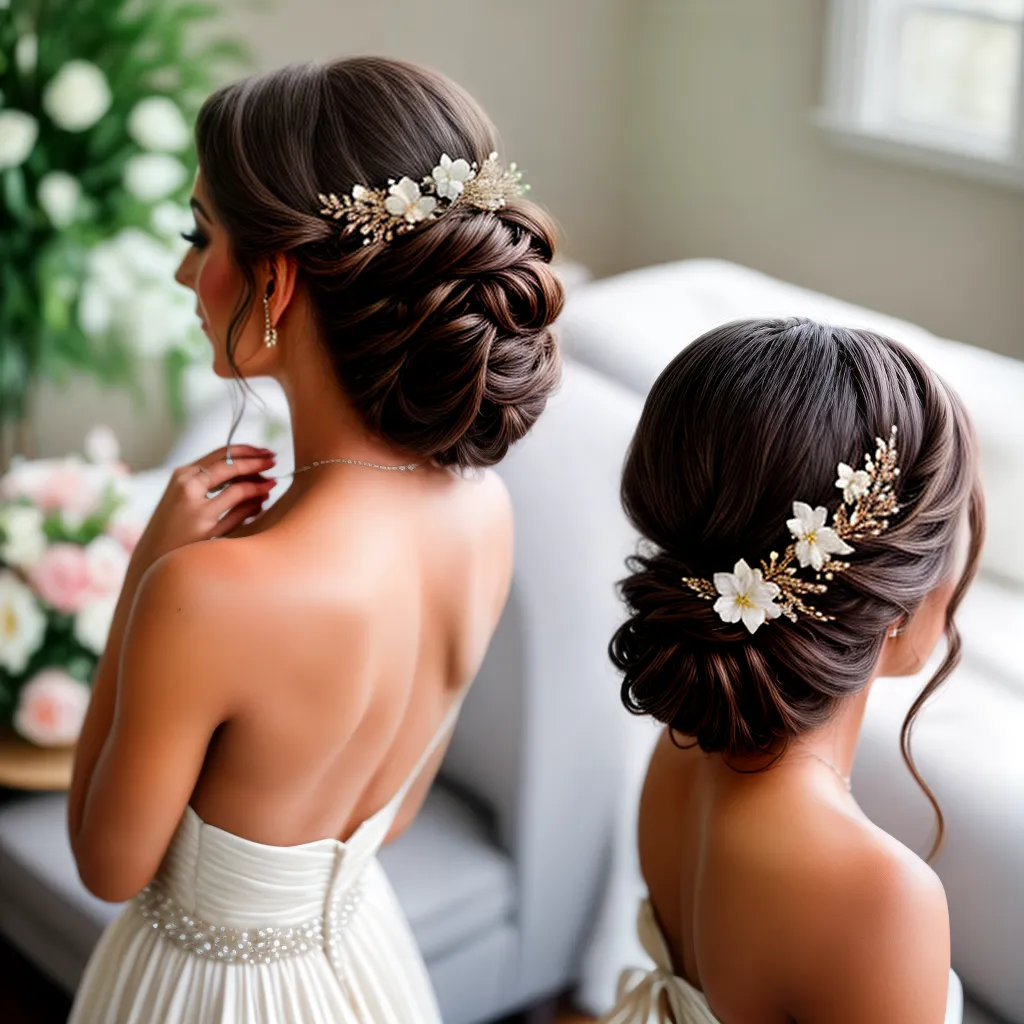 noiva penteado elegante flores tea party