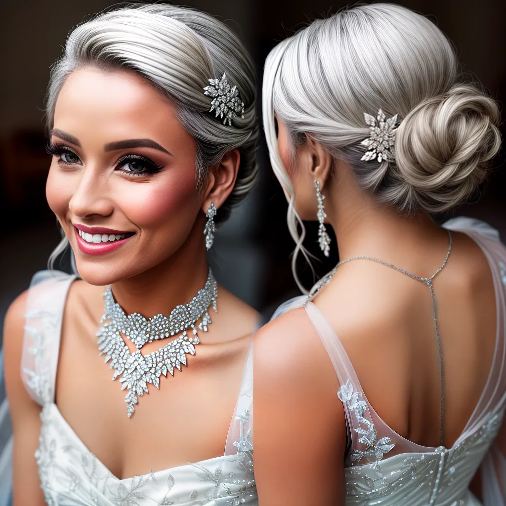 mulher cabelo prateado penteado elegante 3