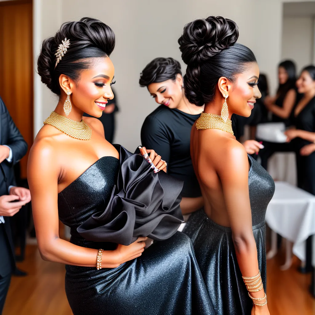 mulher elegante penteado brilho aniversario