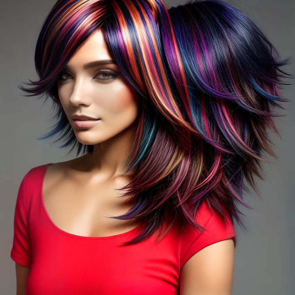 corte curto colorido mechas vibrantes