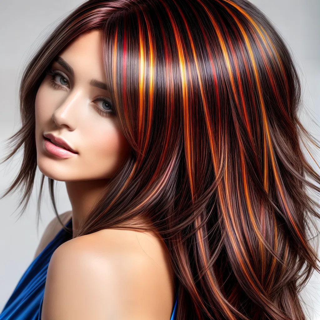 mulher cabelo ombro mechas coloridas