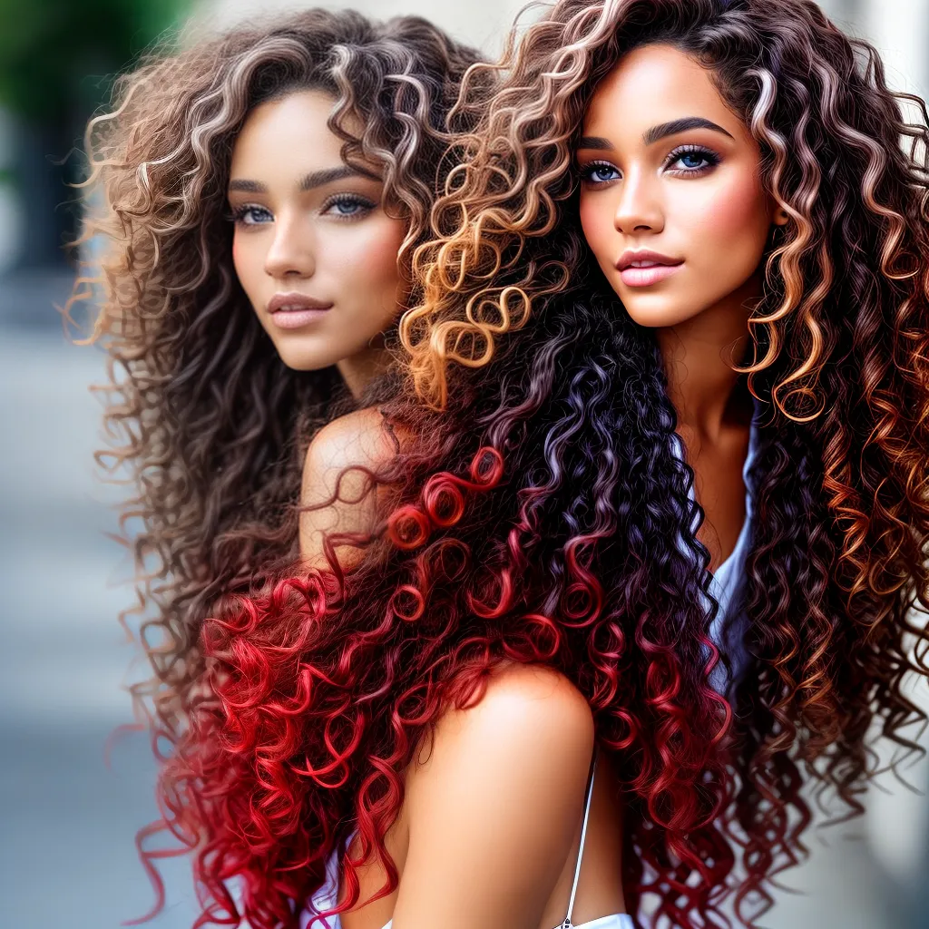 mulher cachos mechas coloridas mulher cachos mechas coloridas