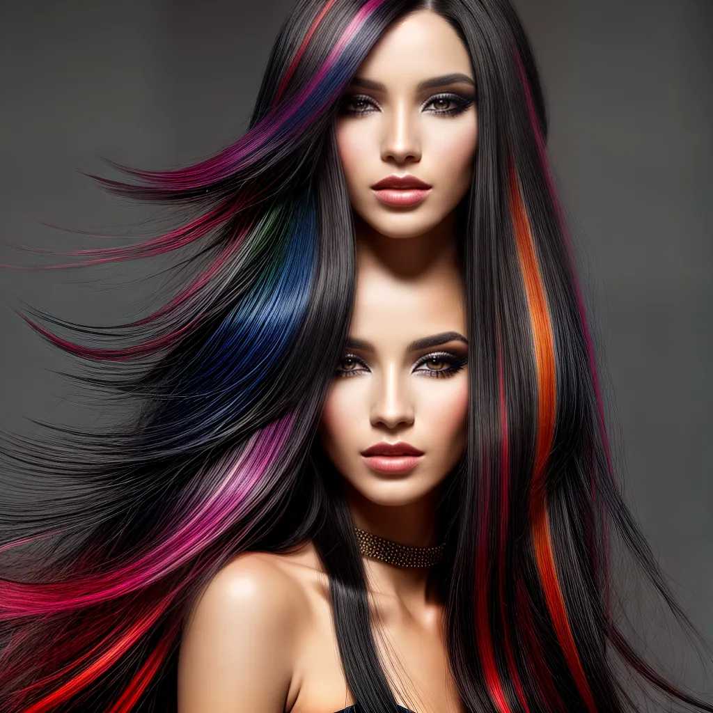 mulher cabelo preto mechas coloridas mulher cabelo preto mechas coloridas