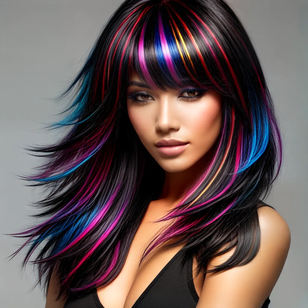 cabelo preto mechas coloridas cabelo preto mechas coloridas