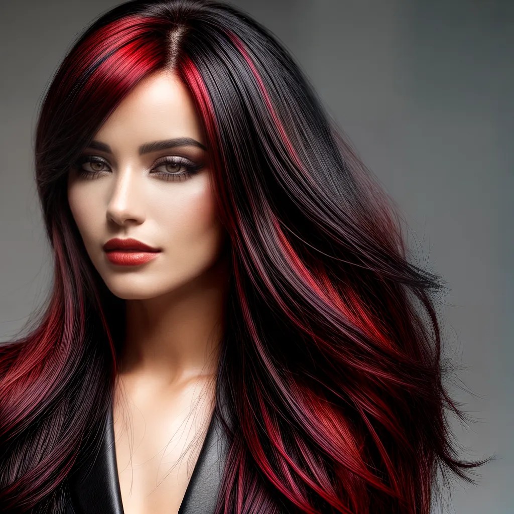 mulher cabelo preto mechas vermelhas mulher cabelo preto mechas vermelhas