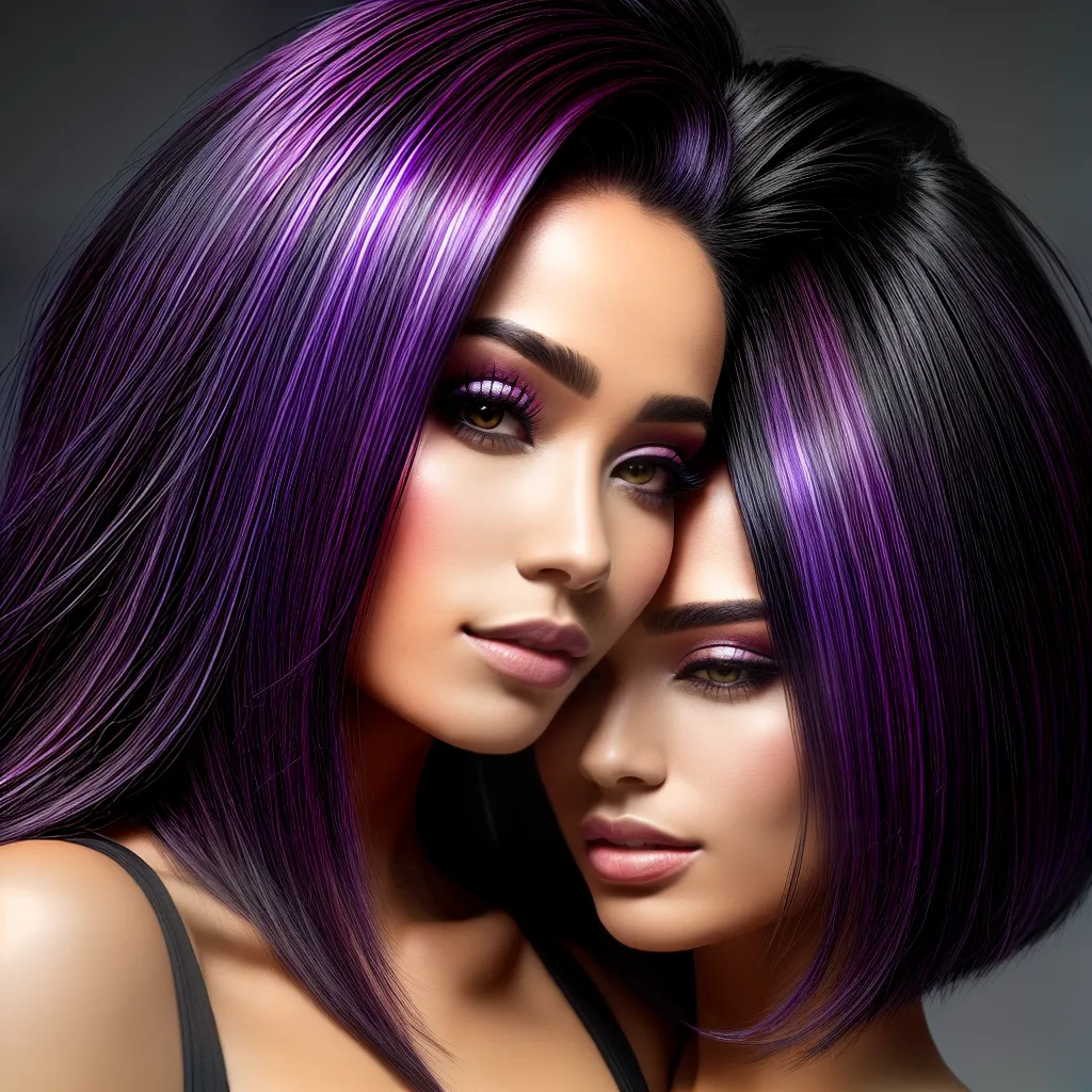 cabelo preto mechas roxas 1