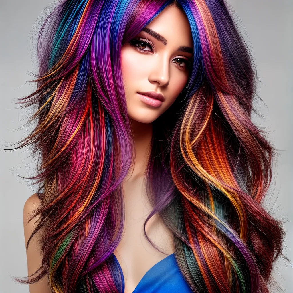 mechas coloridas cabelo mulher
