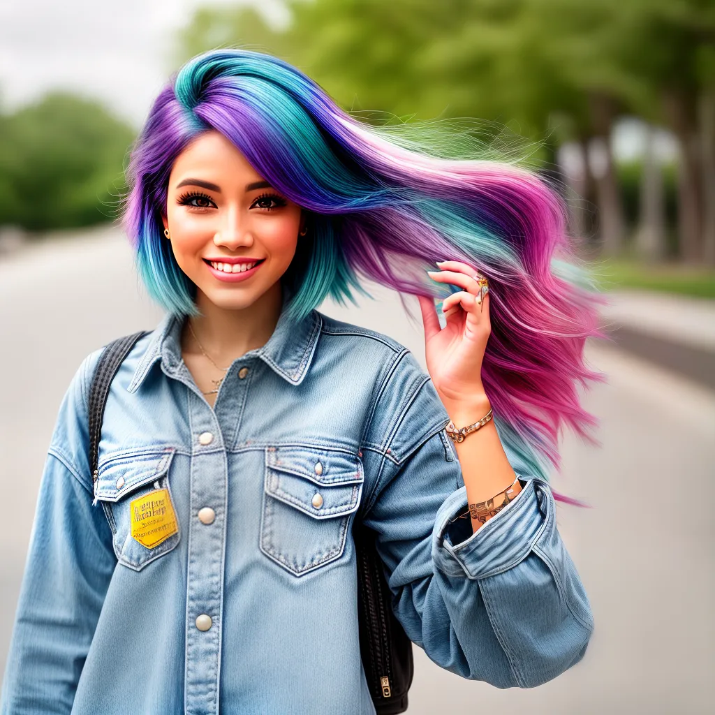 adolescente sorriso confiante cabelo colorido adolescente sorriso confiante cabelo colorido