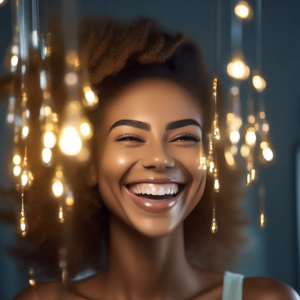 mulher sorridente cabelos tingidos oleo capilar mulher sorridente cabelos tingidos oleo capilar