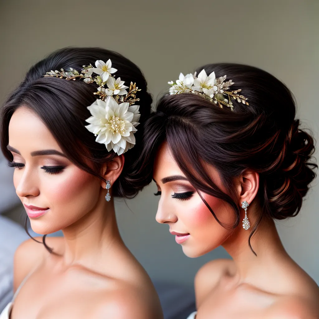 noiva cabelo curto penteado floral