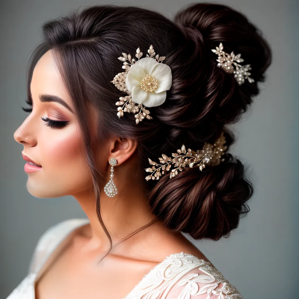 noiva penteado elegante floral noiva penteado elegante floral