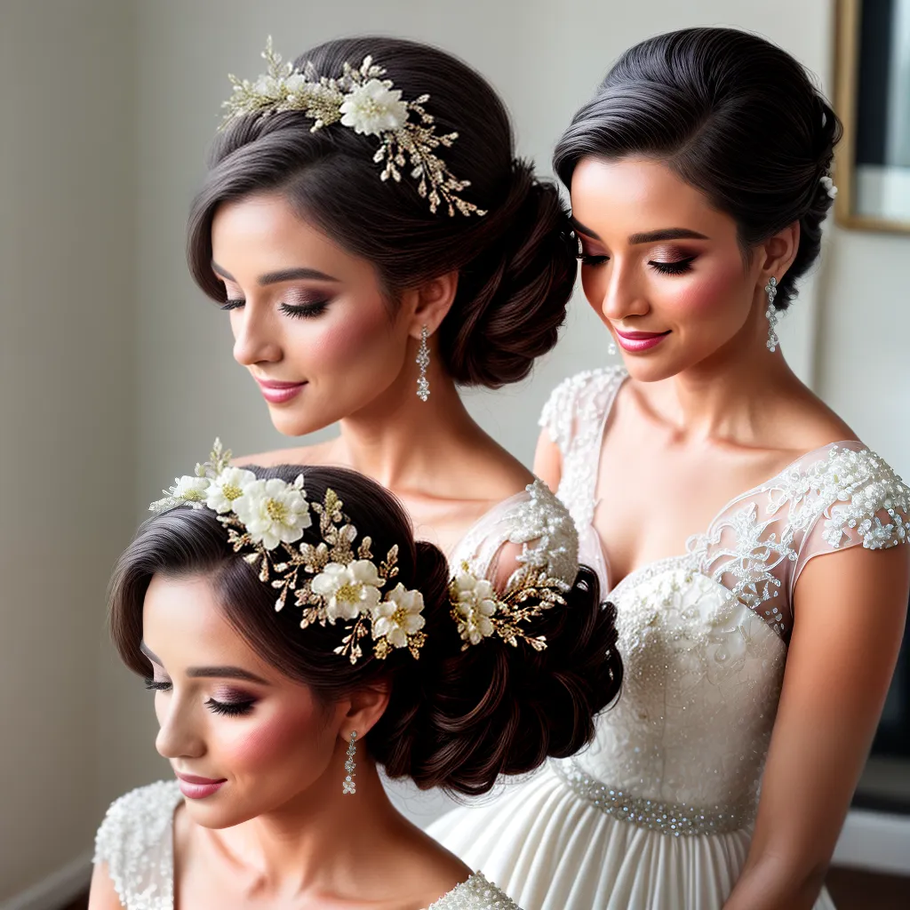 noiva penteado elegante flores acessorios 1