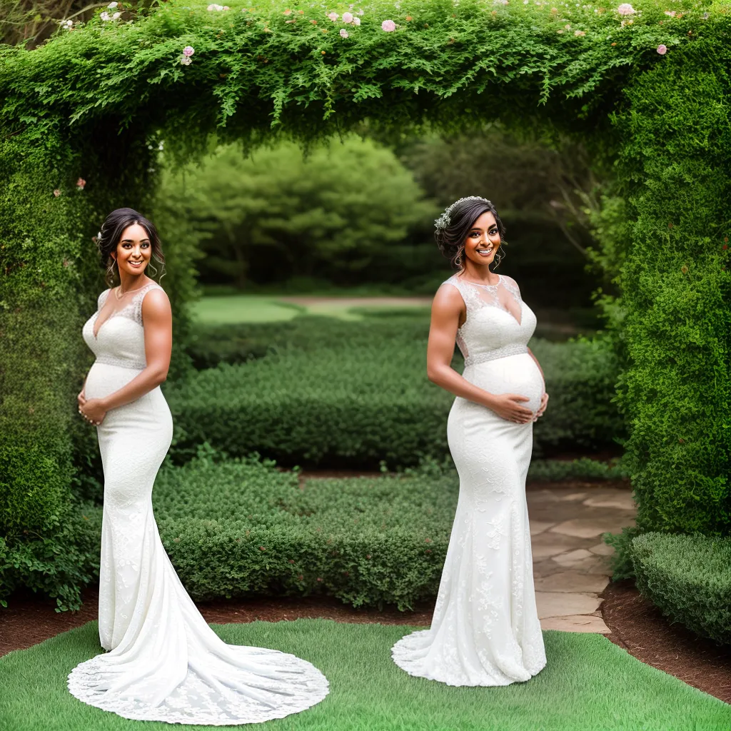 noiva gravida vestido renda jardim