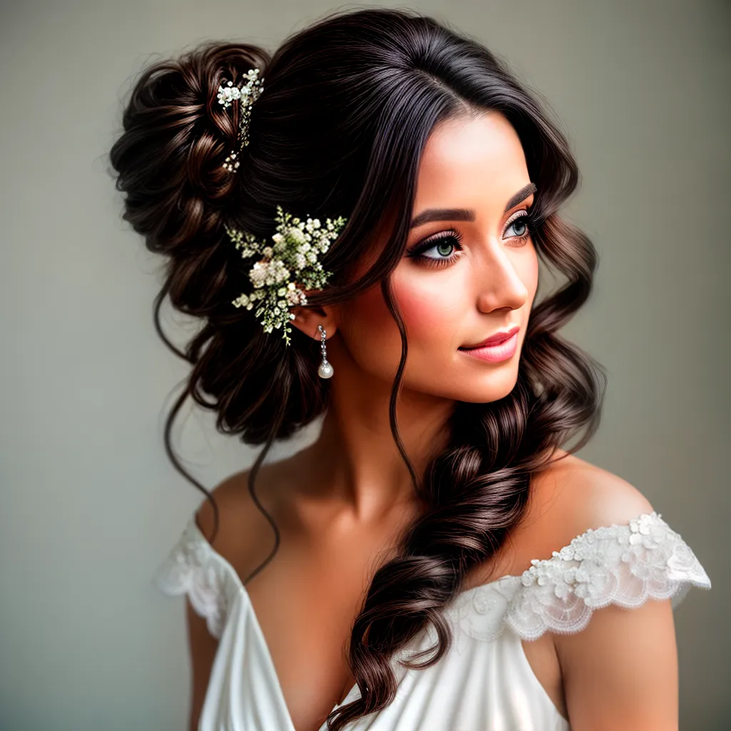 noiva cachos flores romantico
